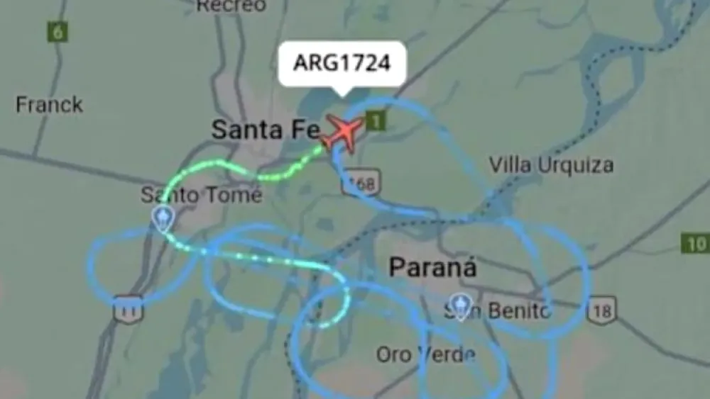 Recorrido de avión de Aerolíneas