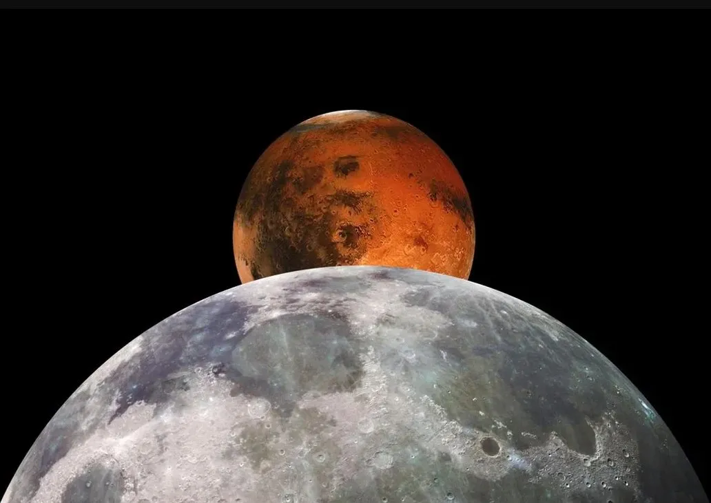 luna y marte alineación