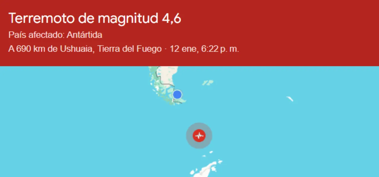 Sismo Pasaje de Drake- 12/01/2026