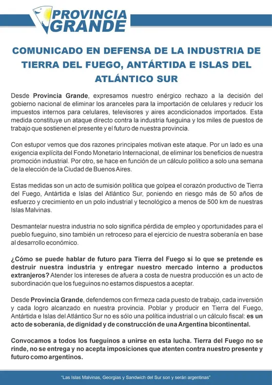 Comunicado de Provincia Grande