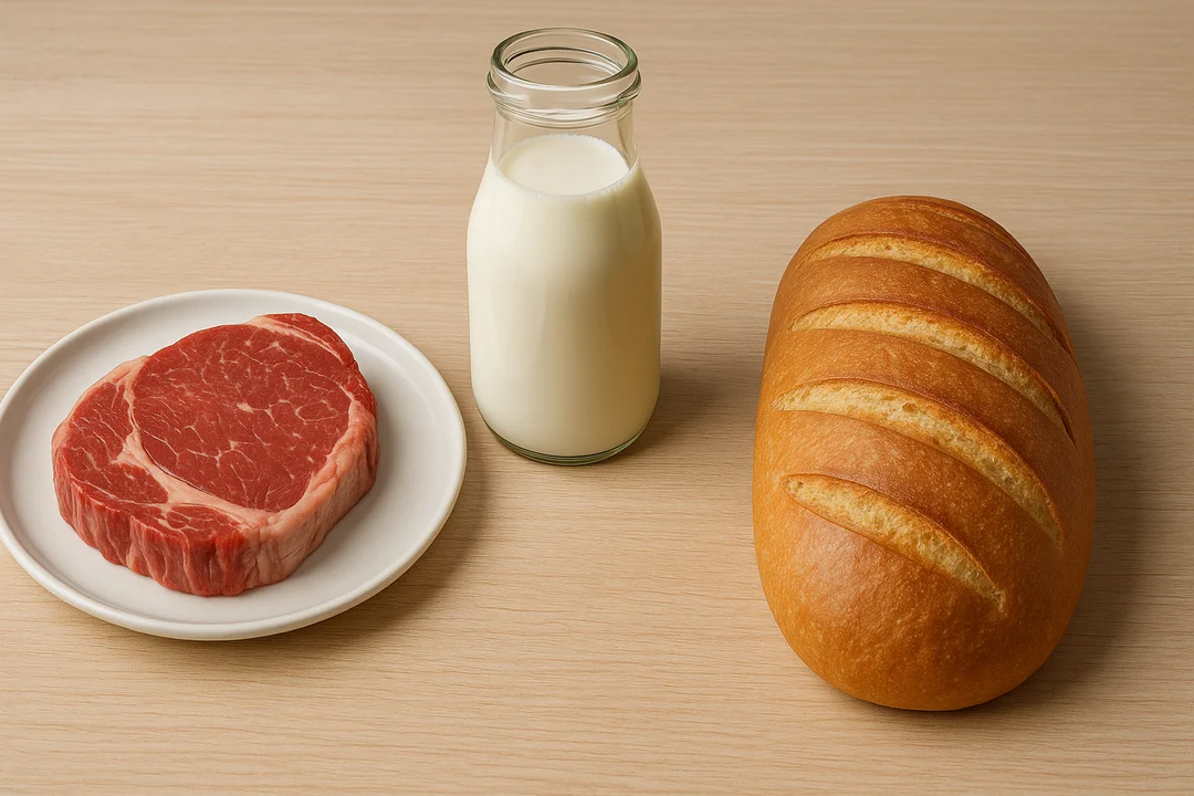 leche carne pan